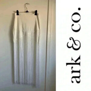 Ark&co White fringe maxi skirt size  S